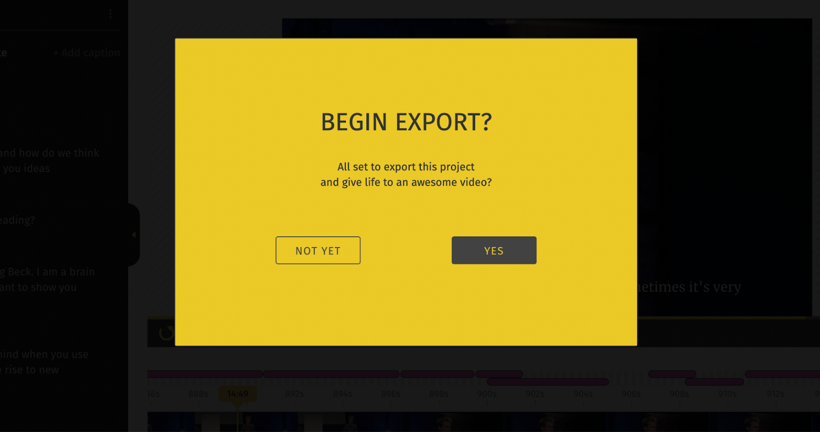 Click on 'Yes' to begin the export process.