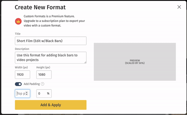 Gif on how to create a new format.