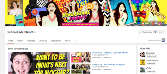 Sherry's YouTube home page is colorful, vibrant and gives a glimpse of the fun loving person that she is.