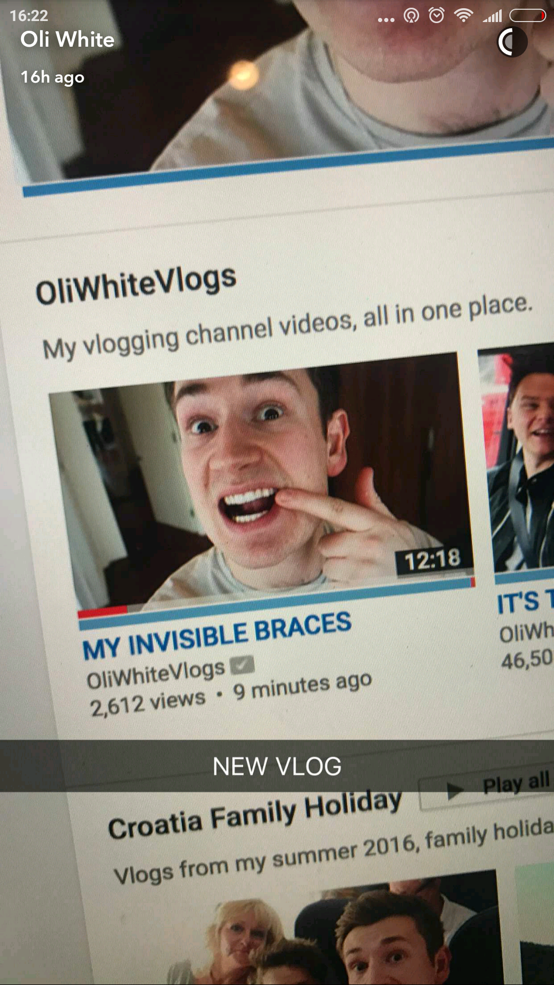 Oli White uses Snapchat to create vlog teasers