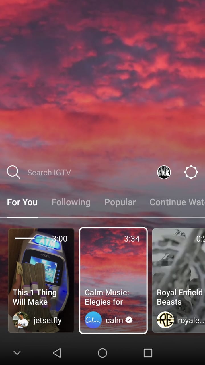 Categories— For You, Following, Popular, and Continue Watching