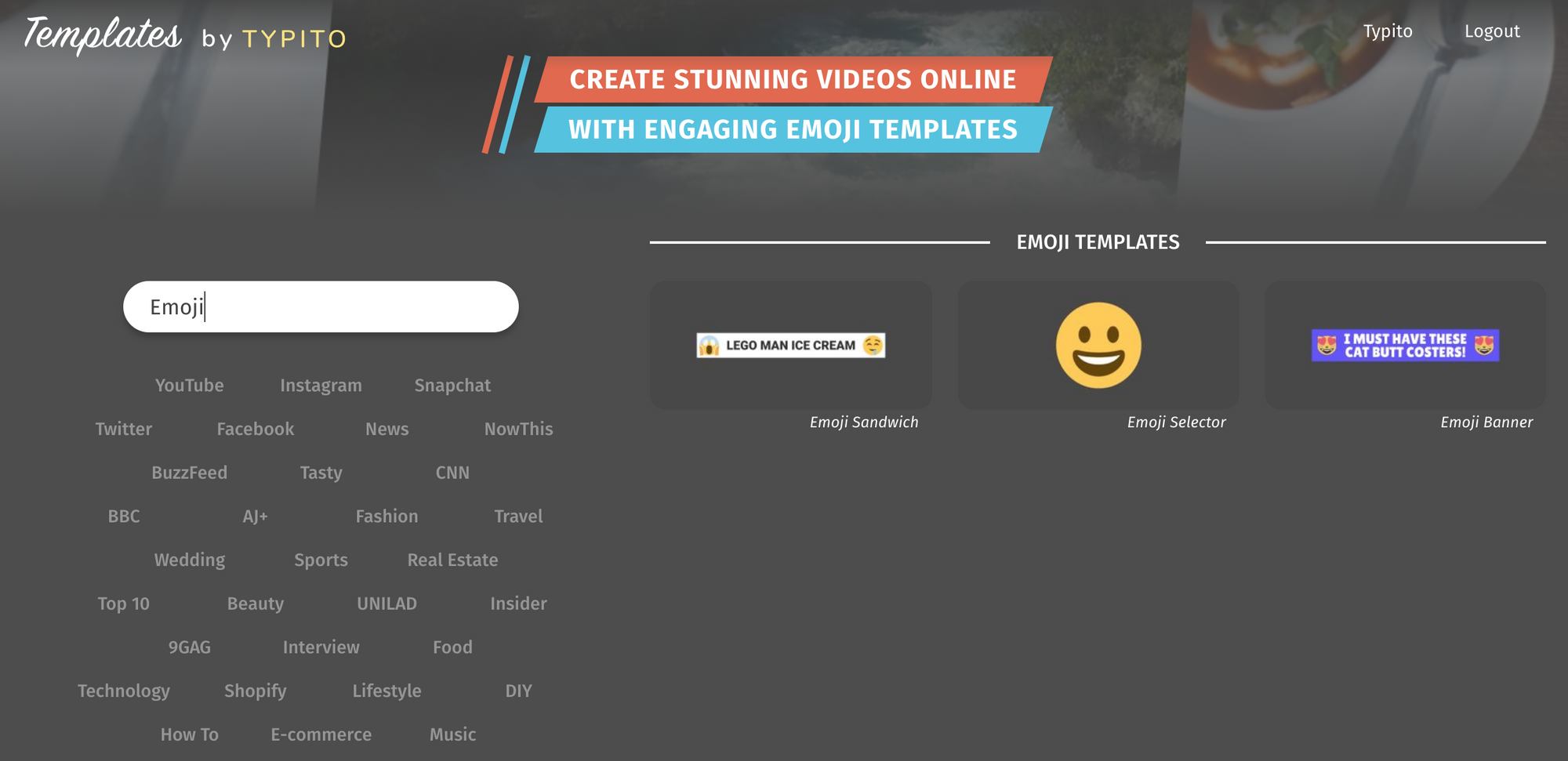 Emoji templates on Typito