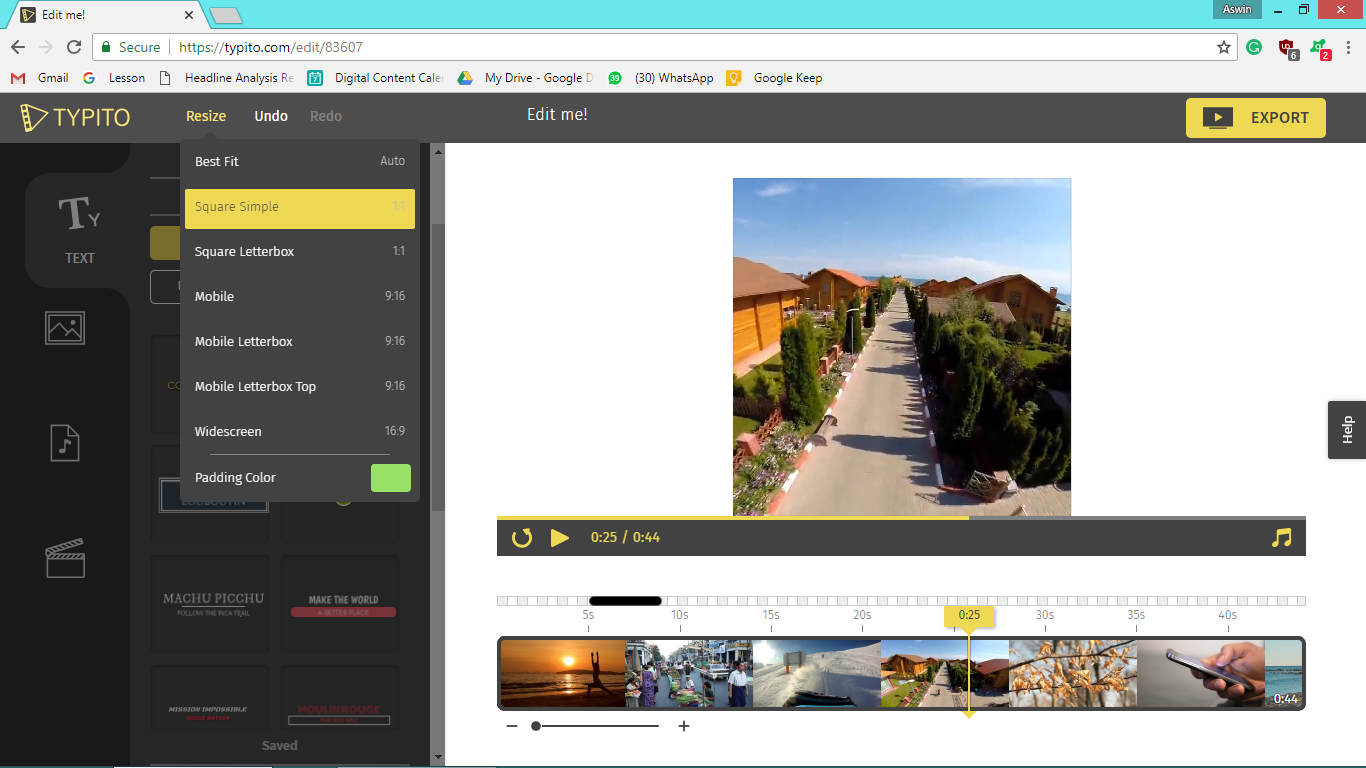 Typito Video Timeline Editor Screen