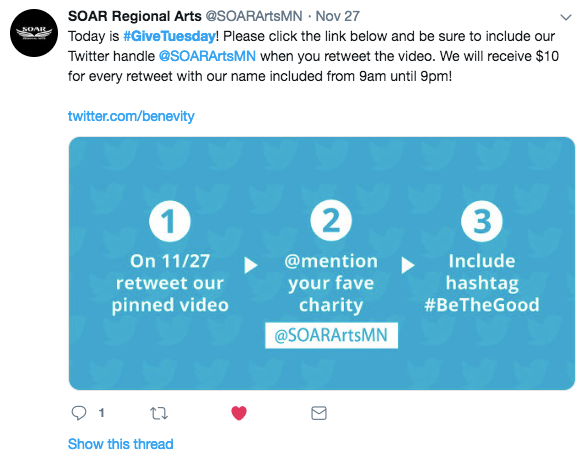 SOAR Regional Arts asking retweet