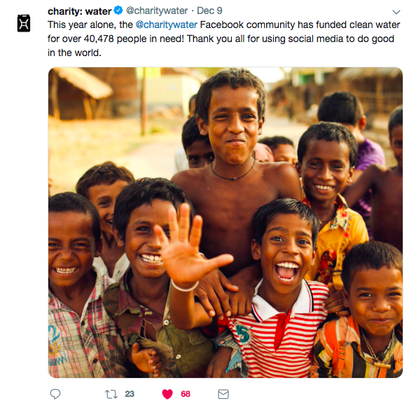 Charity: Water Tweet