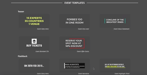 Event video design templates on Typito