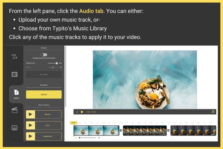 Steps to create a video with pictures and music online