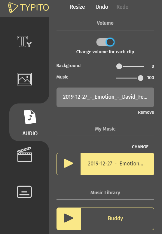 Add Audio to Video Online: edit audio on Typito. 
