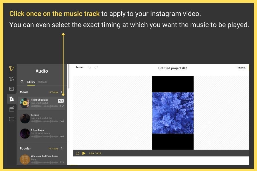 adding music to Instagram post