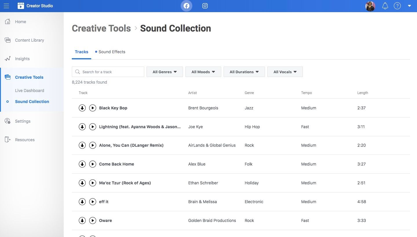 How to post music on Facebook without Copyright: Facebook's Sound Collection