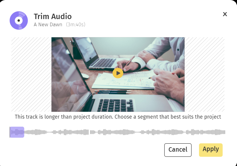 Trim your audio before adding it to your Slideshow video