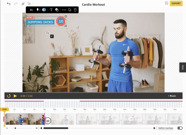 Dragging the timer handles on the timeline to set its duration